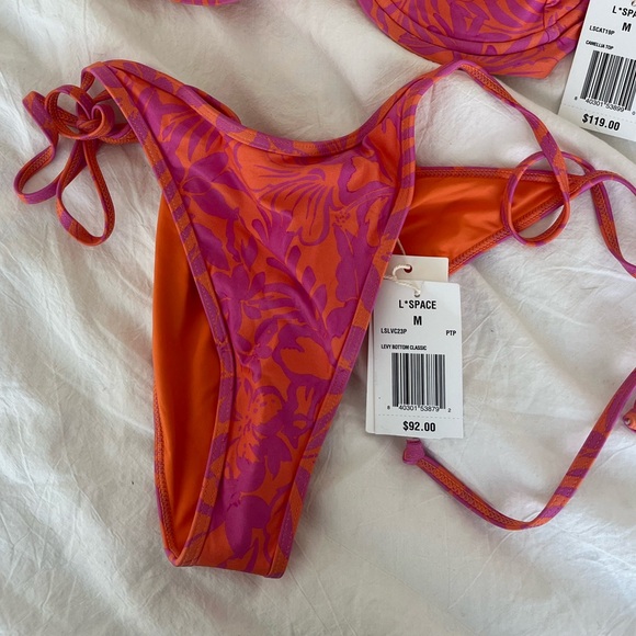 NWT L*Space Levy Bikini Bottom (Path to Paradise) pink orange floral - Picture 3 of 3